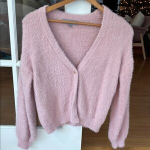 Absolutely Famous Fuzzy Pink Cardigan